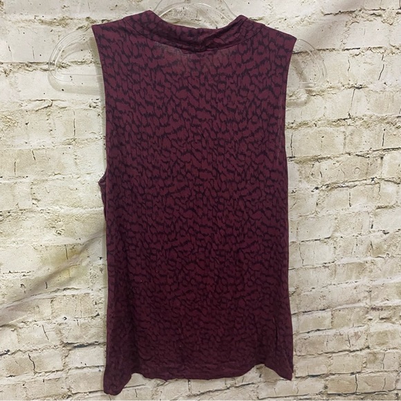 Banana Republic Purple Black Mock Neck Printed Sleeveless Rayon Top - Picture 3 of 4